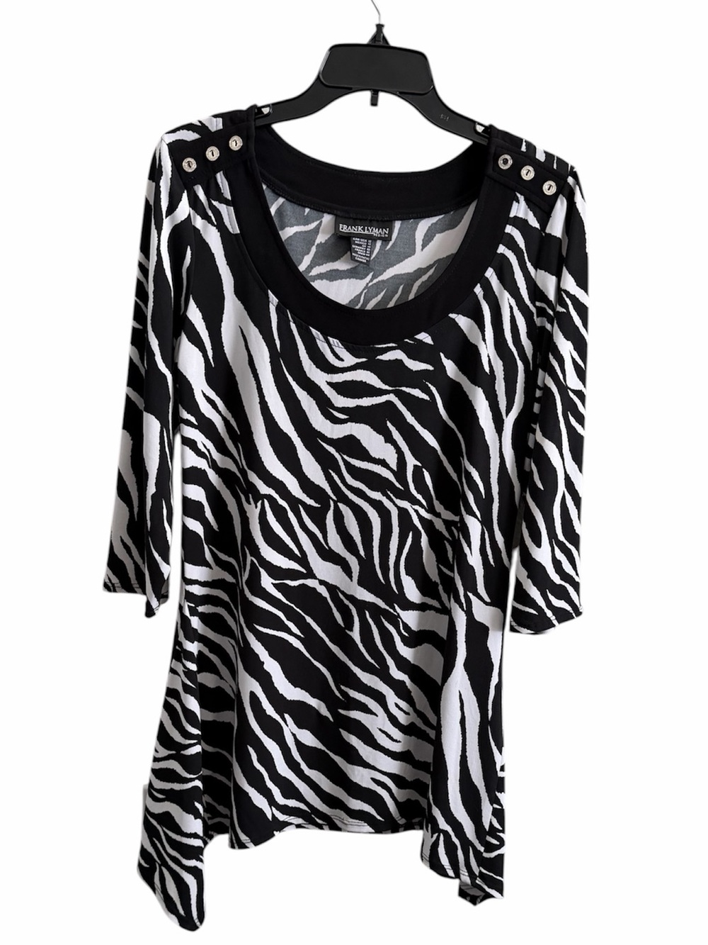 Frank Lyman Design Black & White Zebra-Print Blouse - Picture 2 of 5